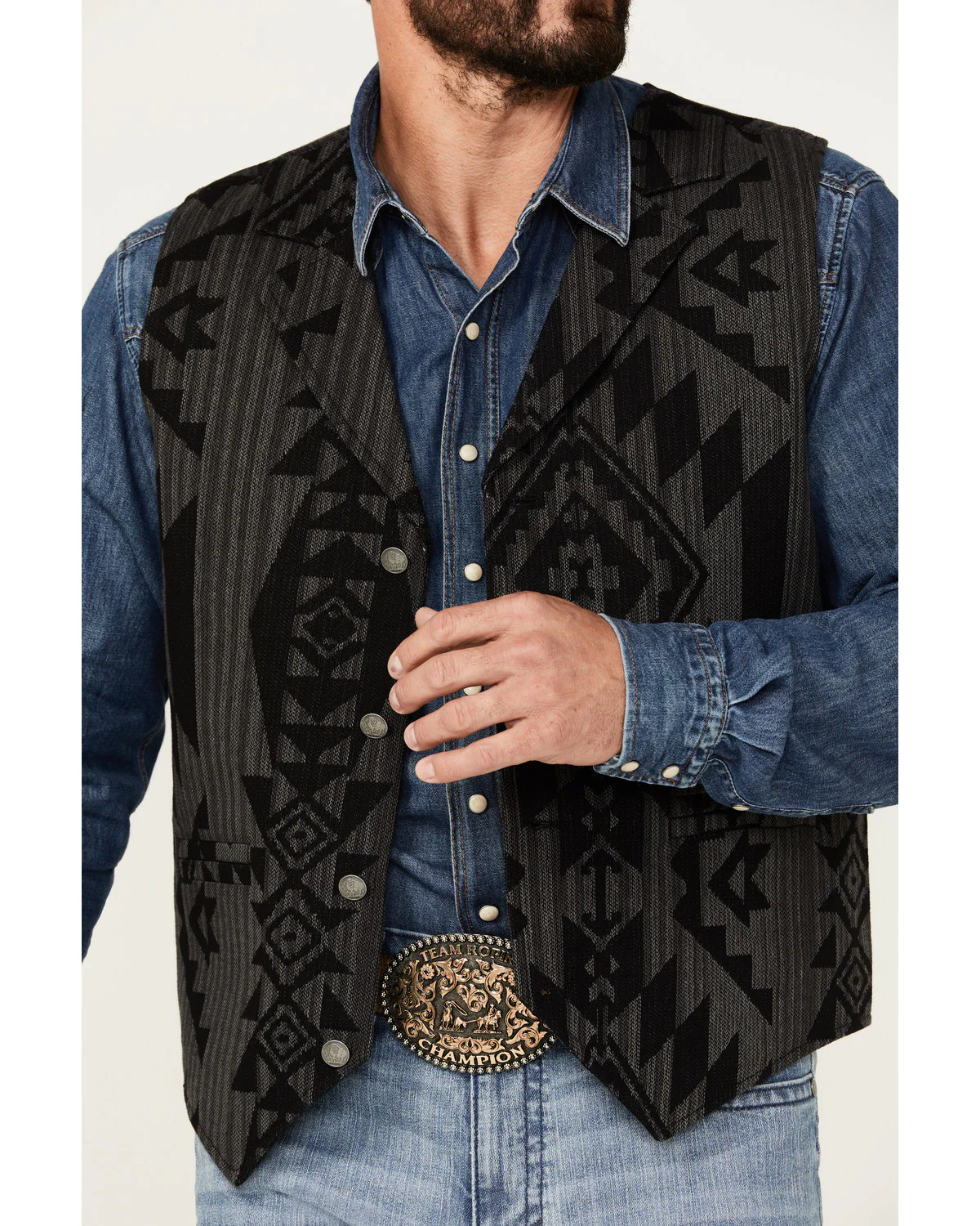 Cody James Men's Southwestern Print Jacquard Vest - Image 3