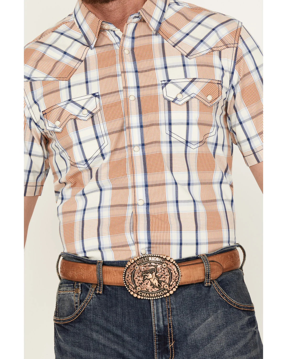 Cody James Men's Spectator Plaid Print Short Sleeve Snap Western Shirt - Image 3