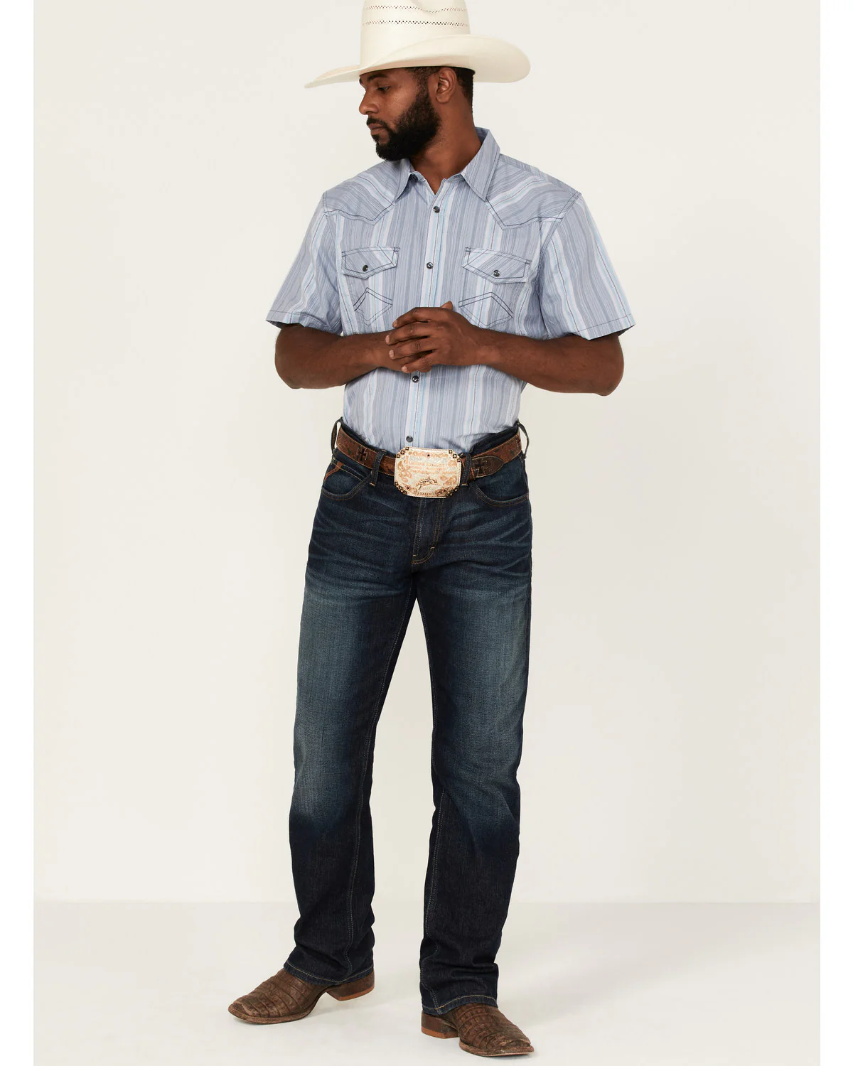 Cody James Men's Springs Vertical Stripe Short Sleeve Snap Western Shirt - Image 2