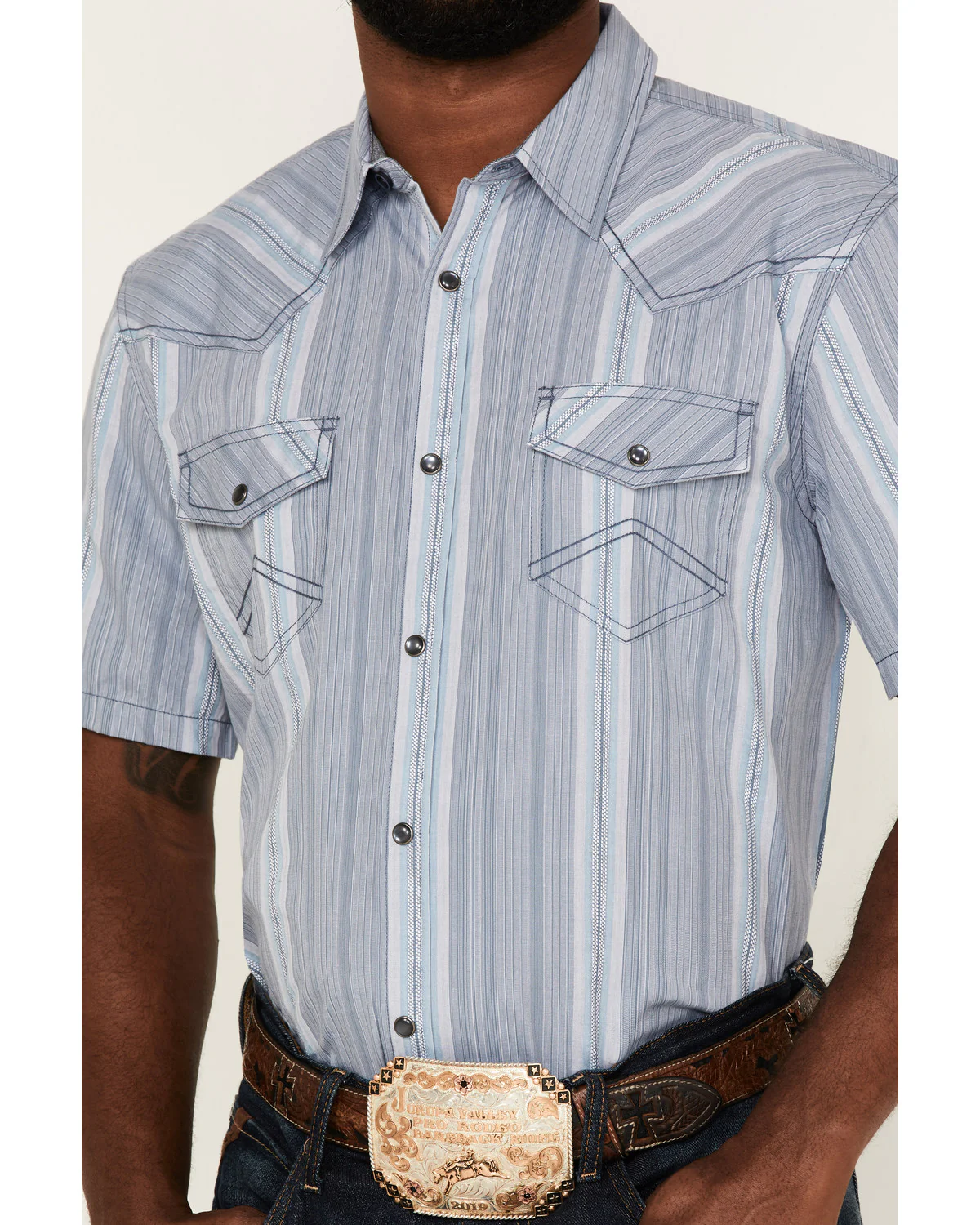 Cody James Men's Springs Vertical Stripe Short Sleeve Snap Western Shirt - Image 3