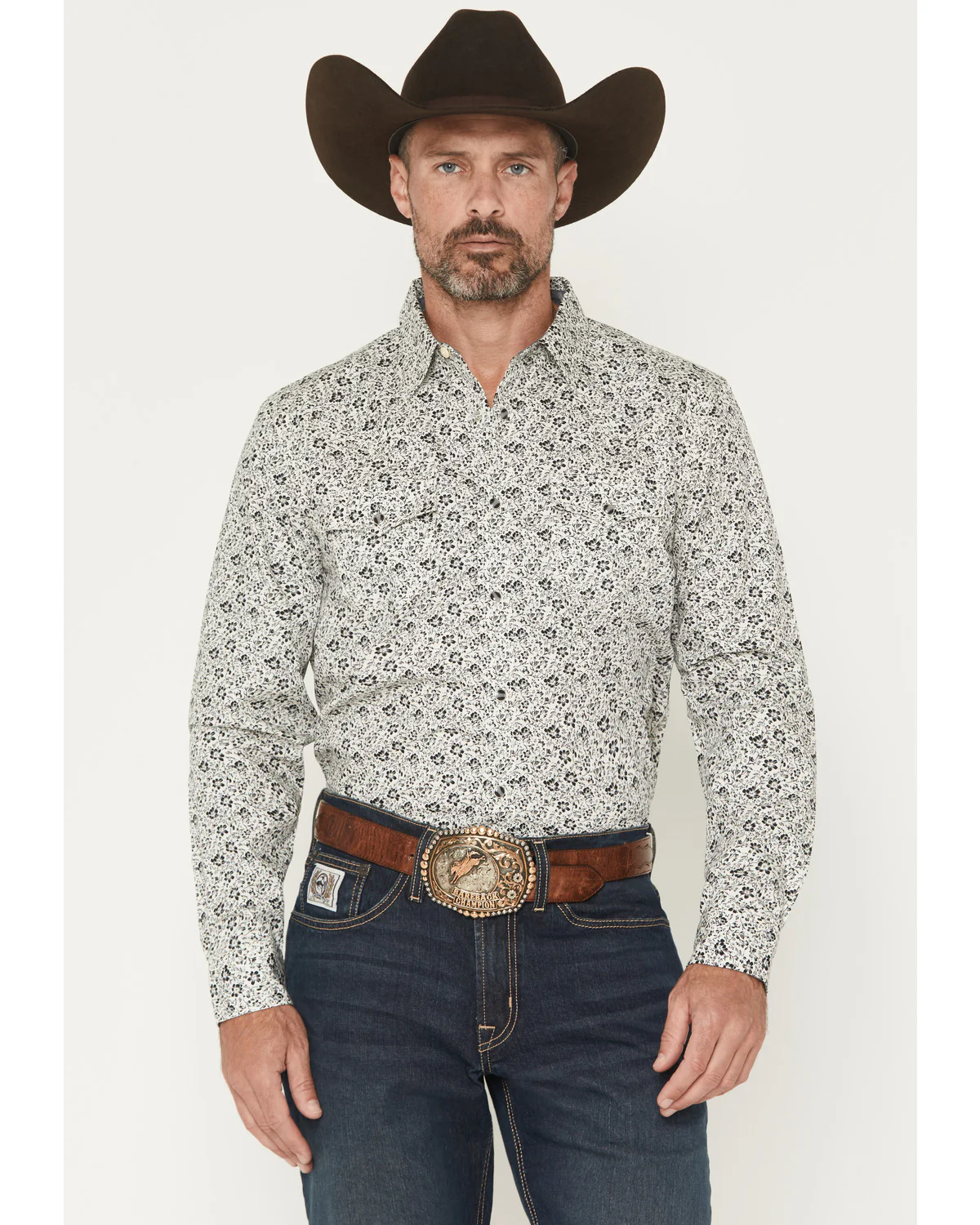 Cody James Men's Sunset Rider Floral Print Long Sleeve Snap Western Shirt