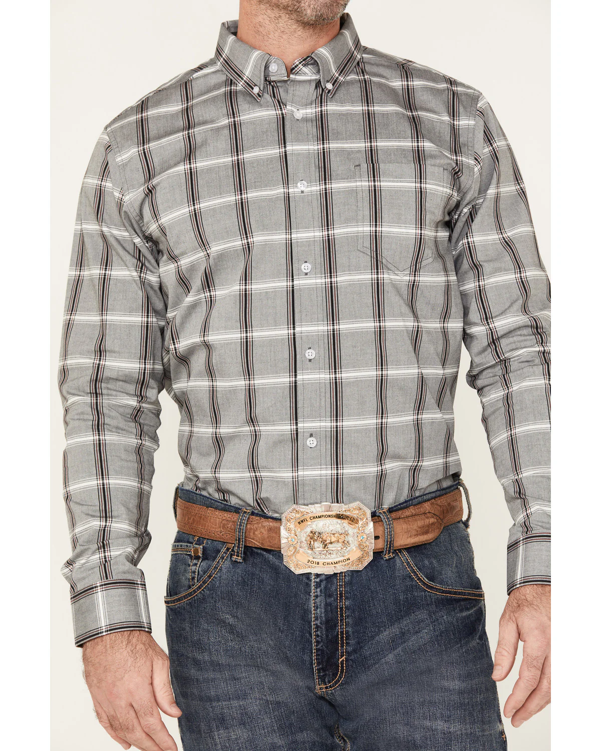 Cody James Men's Tall Pour Long Sleeve Plaid Print Button-Down Stretch Western Shirt - Image 3