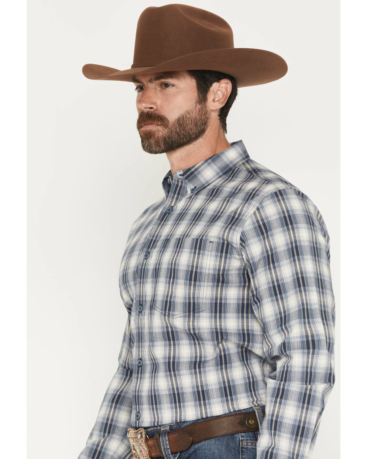 Cody James Men's Tennessee Trail Plaid Print Long Sleeve Button-Down Stretch Western Shirt - Image 2