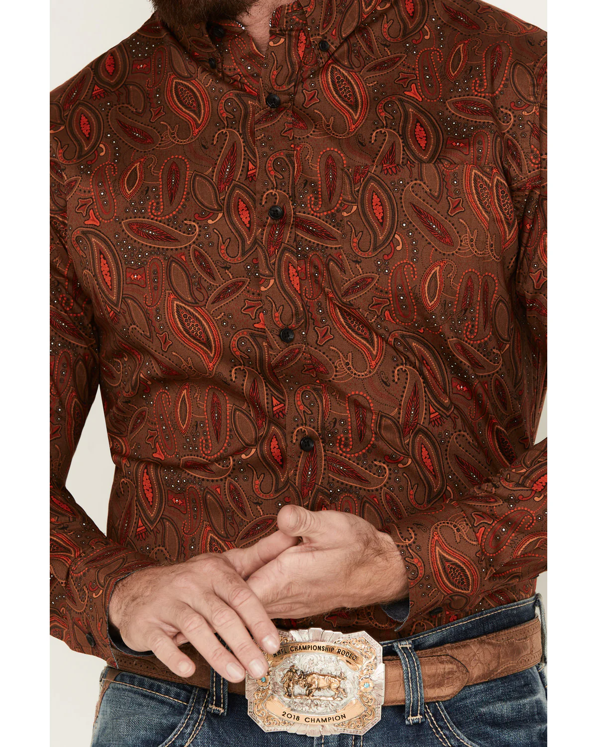 Cody James Men's Tortuga Paisley Print Button Down Western Shirt - Image 3