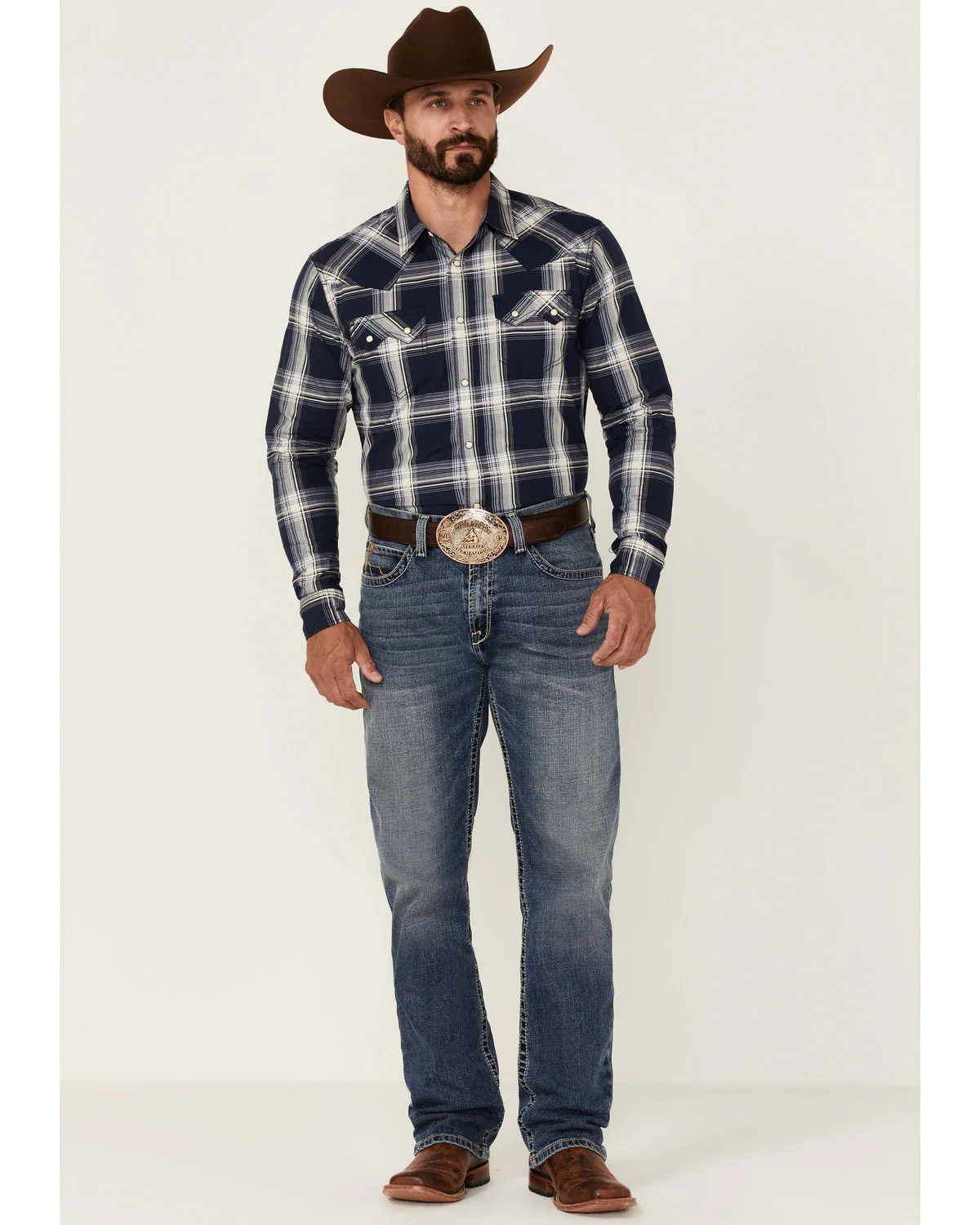 Cody James Men's Transfer Large Plaid Long Sleeve Snap Western Shirt - Image 2