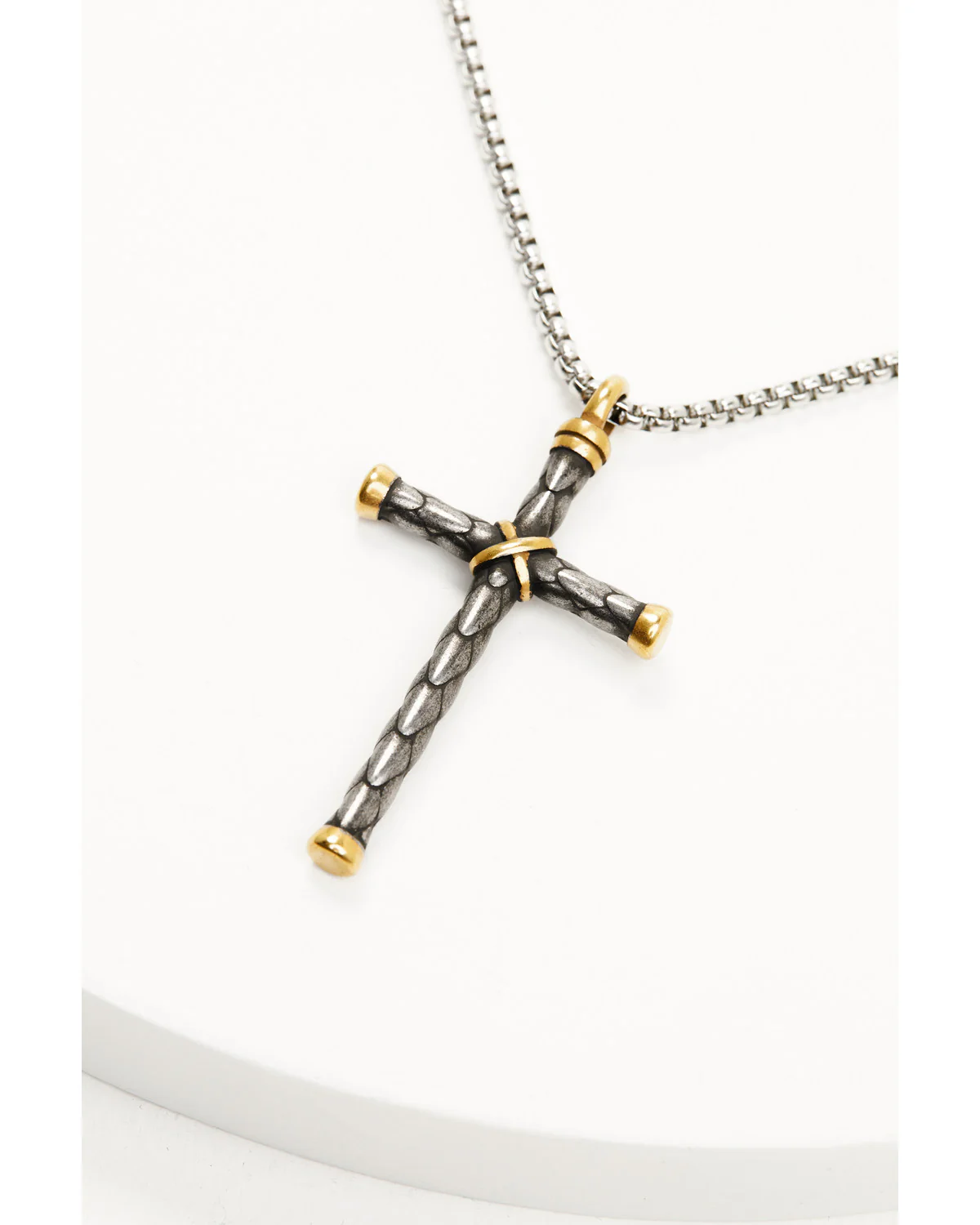 Cody James Men's Two-Toned Textured Cross Necklace - Image 3