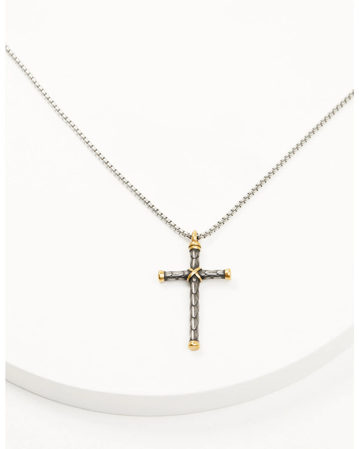 Cody James Men's Two-Toned Textured Cross Necklace - Image 5