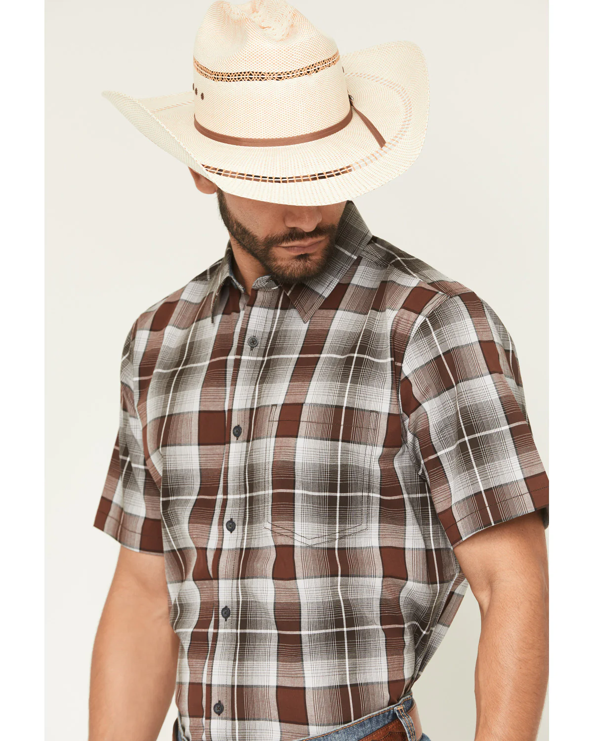 Cody James Men's Urban Rodeo Plaid Print Short Sleeve Button-Down Western Shirt - Image 2