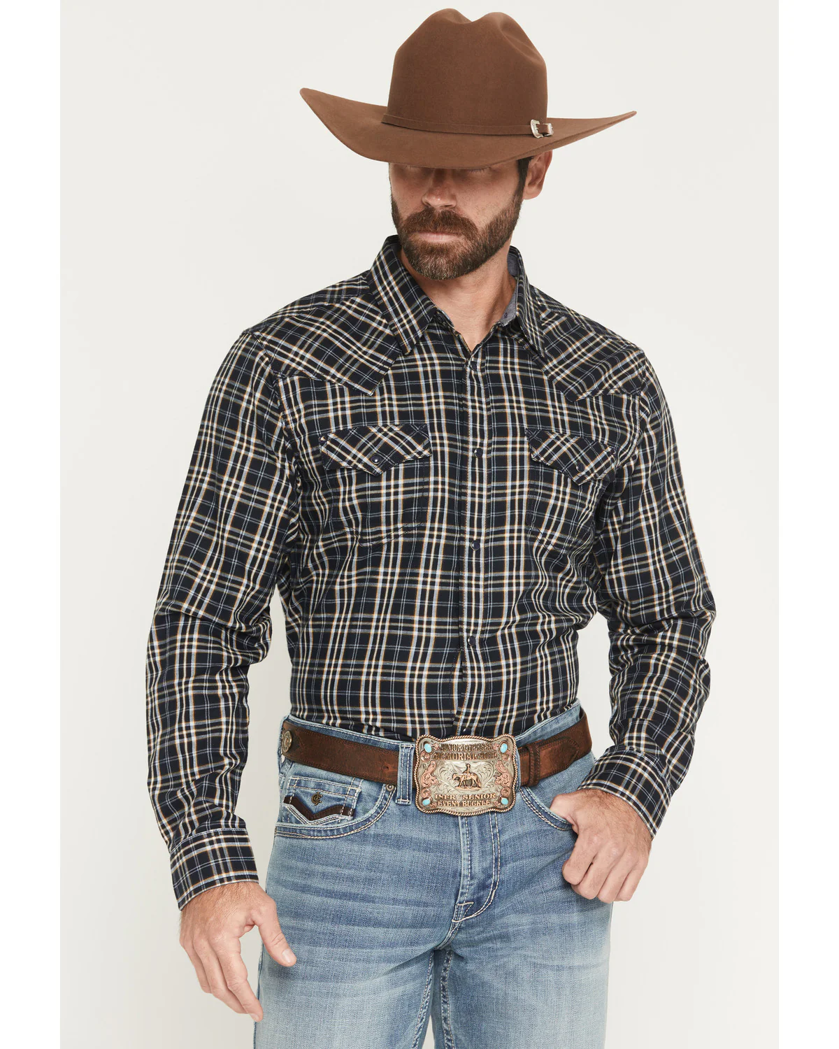 Cody James Men's Warriors Way Plaid Print Long Sleeve Snap Western Shirt