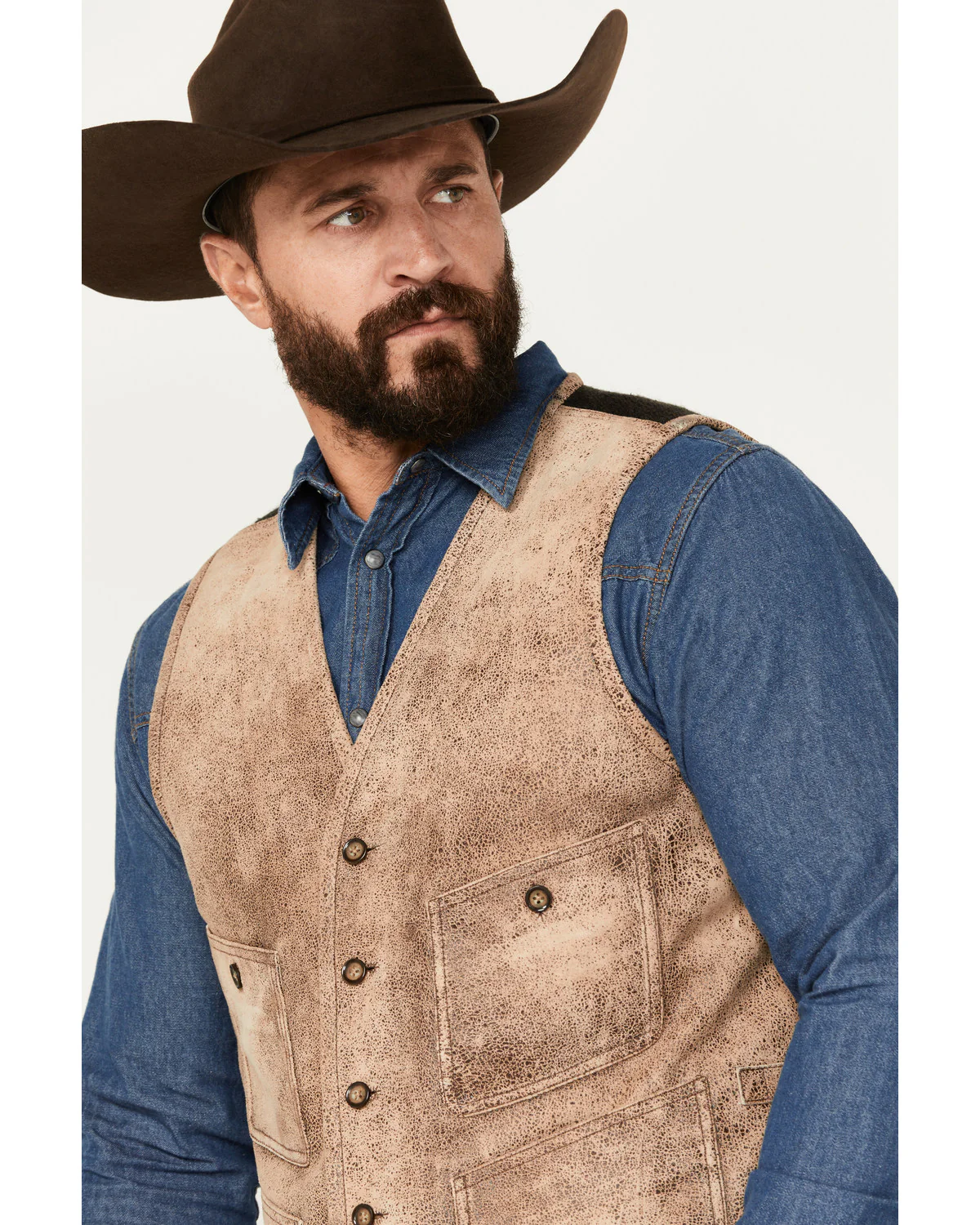 Cody James Men's White Buffalo Suede Vest - Image 2