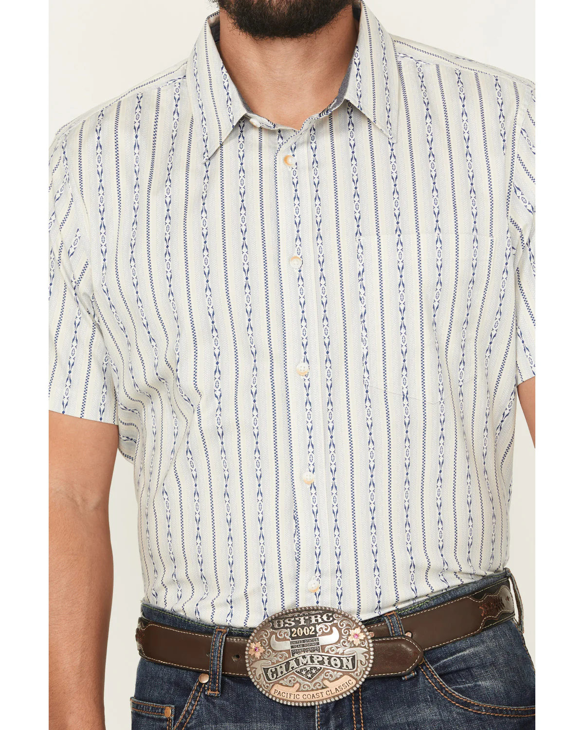 Cody James Men's Wild West Rhythms Southwestern Striped Short Sleeve Button-Down Stretch Western Shirt - Image 3