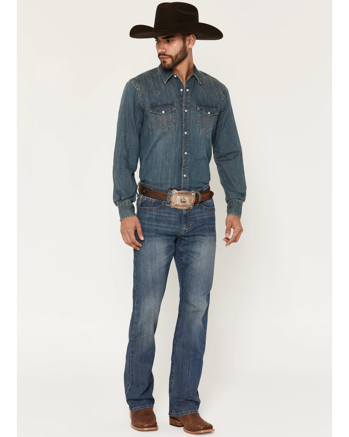 Cody James Men's Wolfstooth Wash Duke Relaxed Bootcut Stretch Denim Jeans