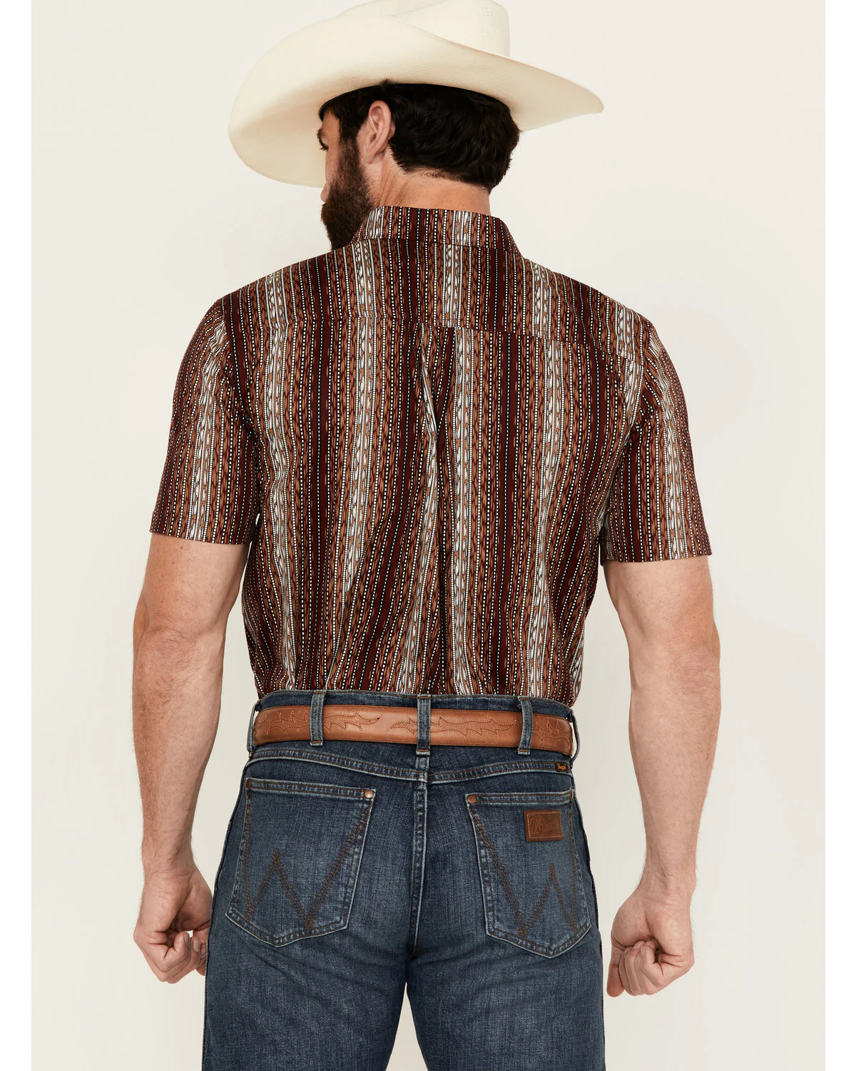 Cody James Men's Wood Cut Southwestern Striped Short Sleeve Button-Down Stretch Western Shirt - Image 4