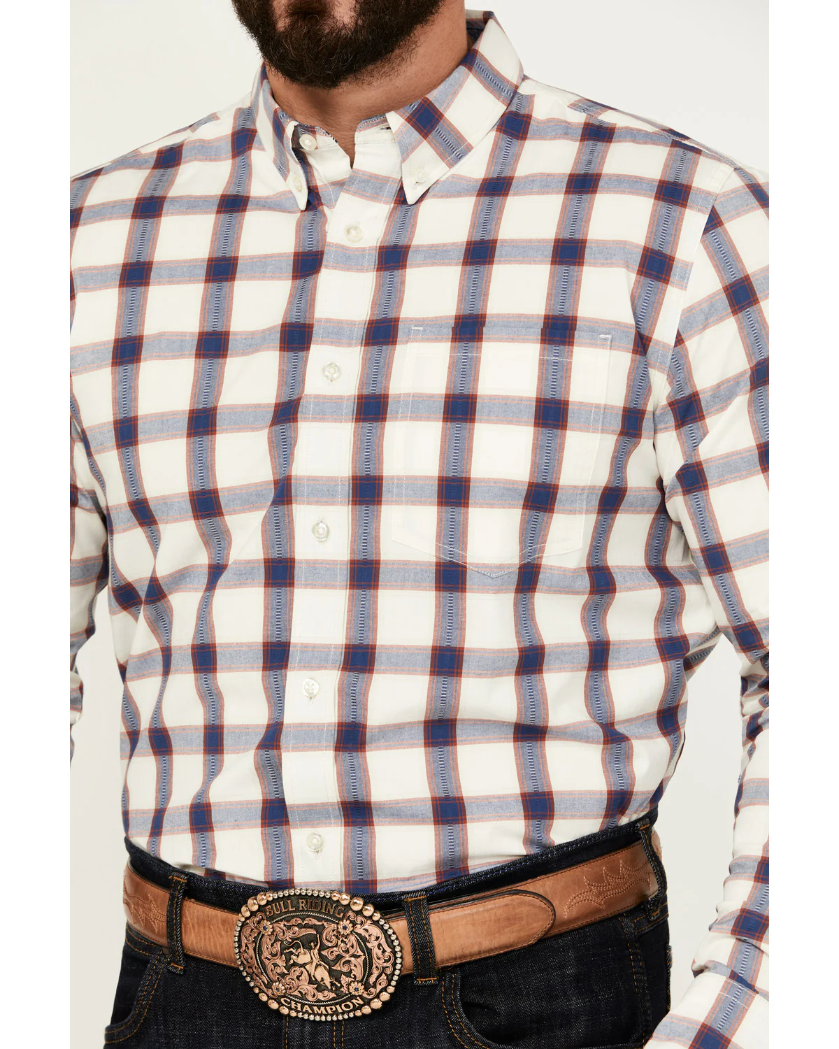 Cody James Men's Yeehaw Plaid Print Long Sleeve Button-Down Stretch Western Shirt - Image 3