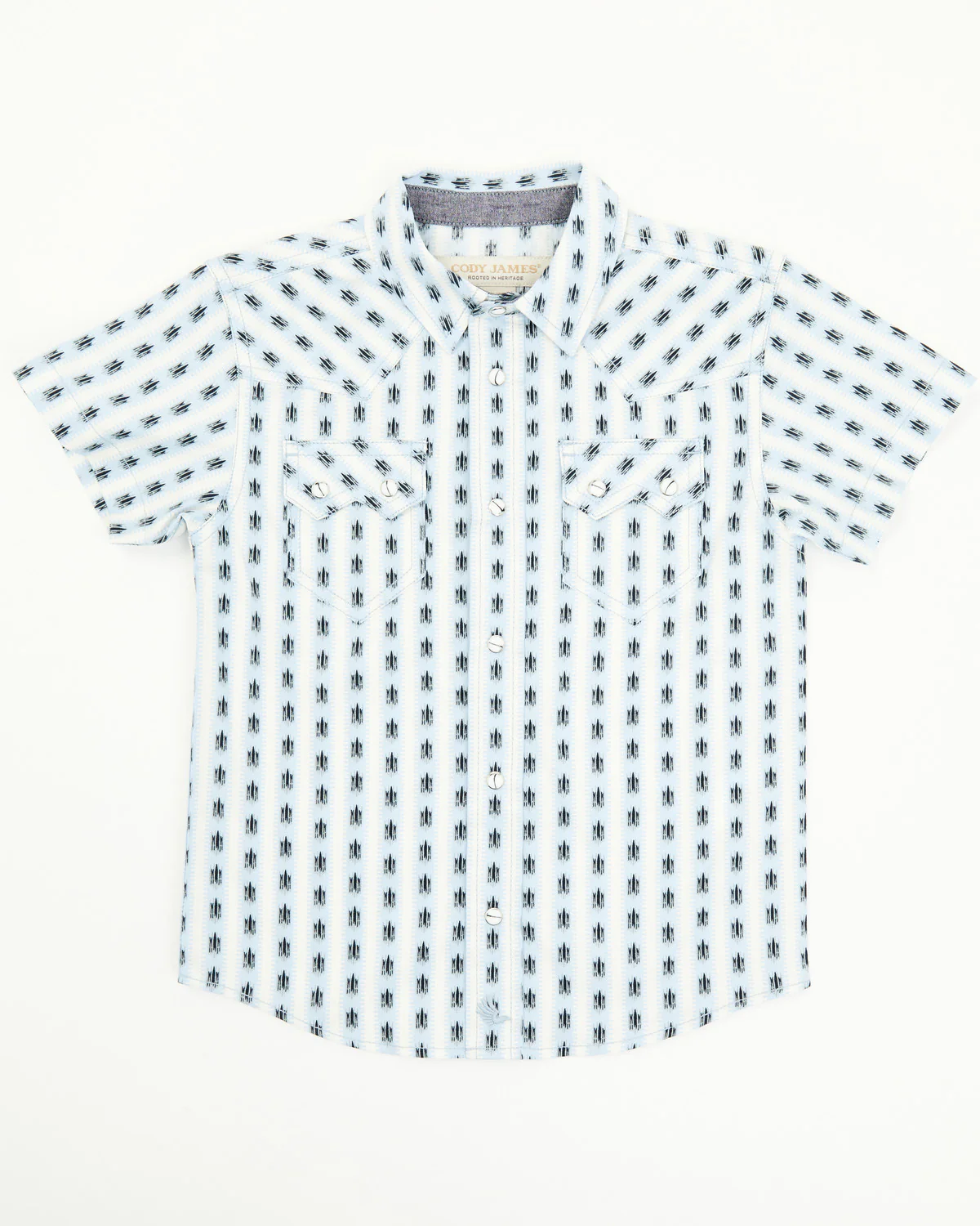 Cody James Toddler Boys' Outlaw Pass Striped Print Short Sleeve Snap Western Shirt